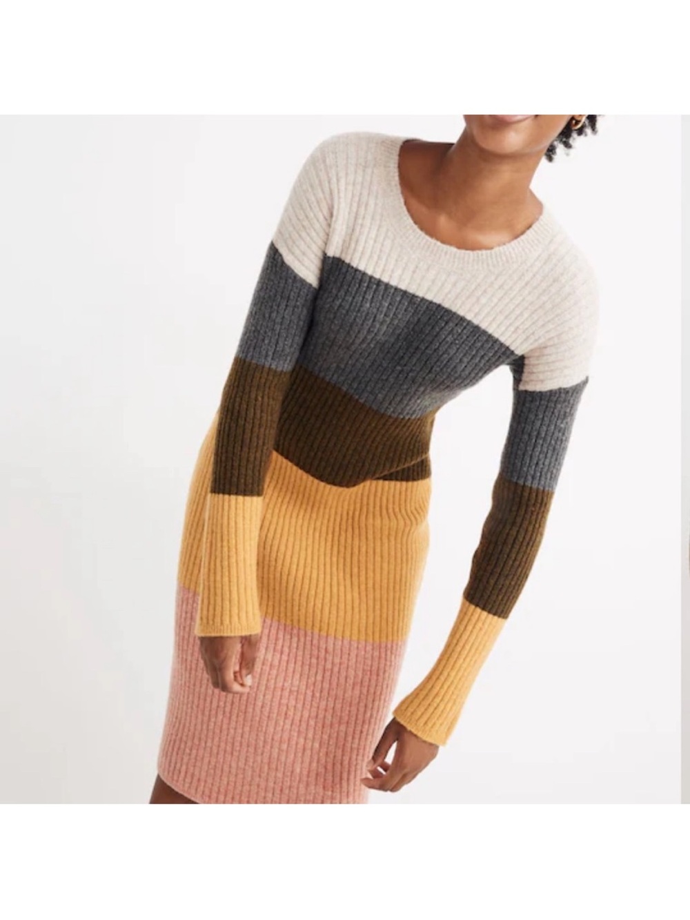 Madewell women’s colorblock knit sweater dress medium